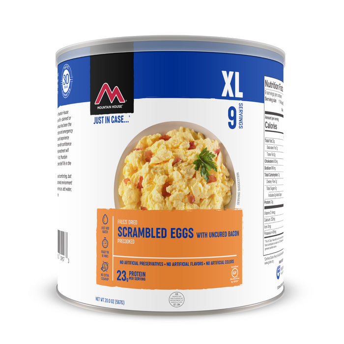 Mountain House - Freeze Dried Backpacking and Camping Can - Scrambled Eggs with Bacon