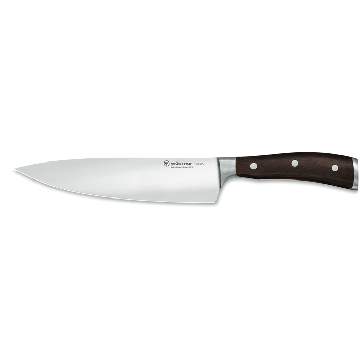 Wusthof Ikon Blackwood 8" Stainless Steel Chef's Knife with Brown Handle