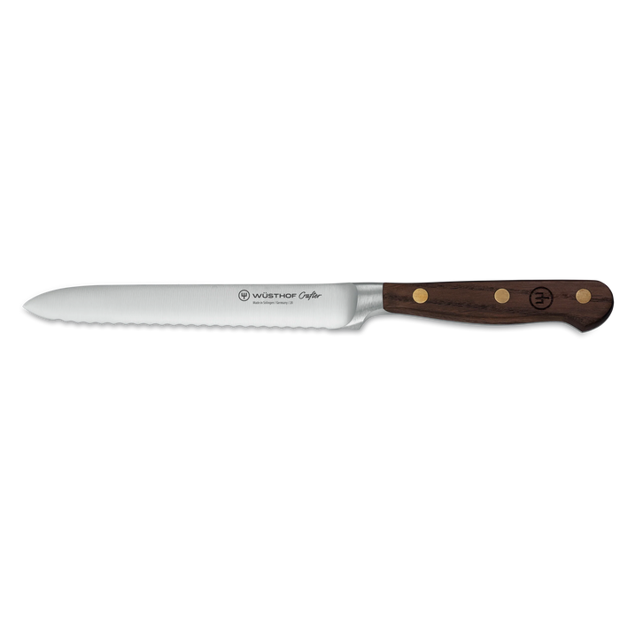 Crafter 5" Stainless Steel Serrated Utility Knife with Smoked Oak Handle