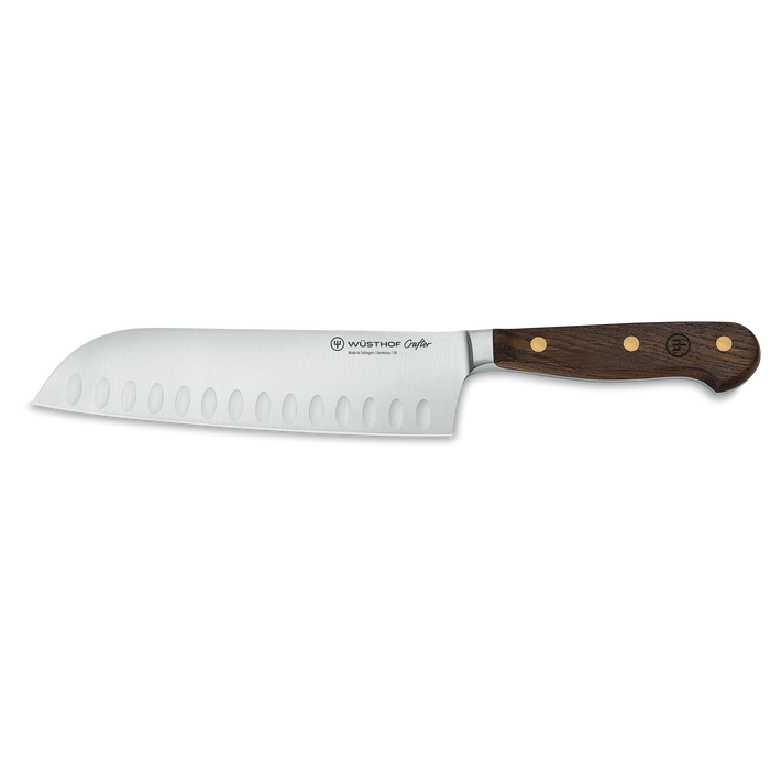 Crafter 7" Hollow Edge Stainless Steel Santoku with Smoked Oak Handle