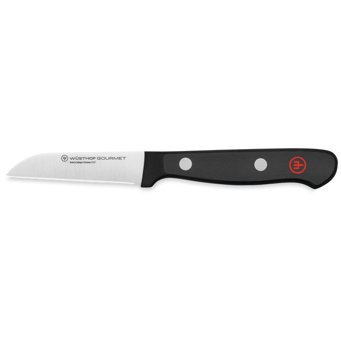 Gourmet 2.75" Stainless Steel Flat Cut Paring Knife with Black Handle