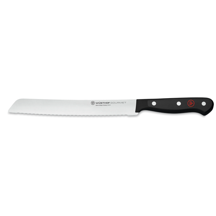 Gourmet 8" Stainless Steel Serrated Bread Knife with Black Handle