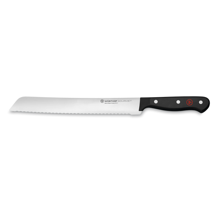 Gourmet 9" Stainless Steel Serrated Bread Knife with Black Handle