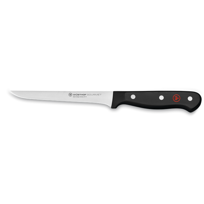 Gourmet 5" Stainless Steel Straight Boning Knife with Black Handle