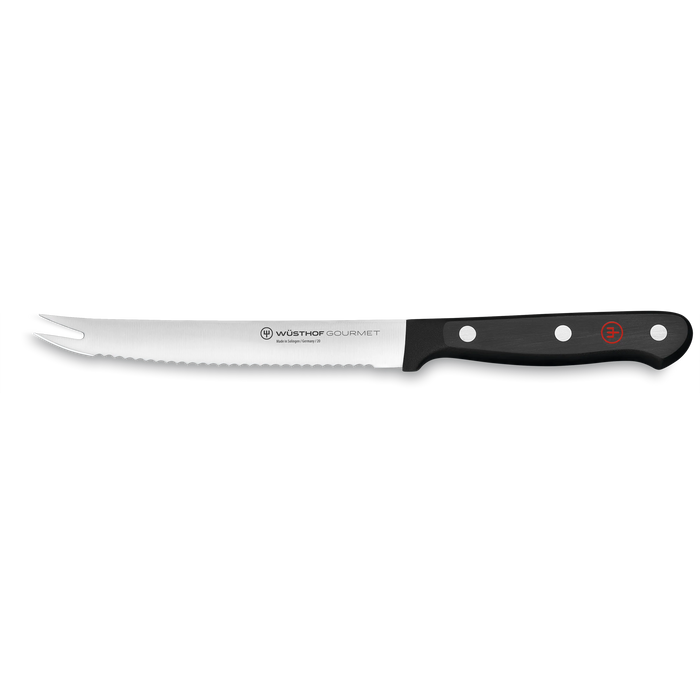 Gourmet 5" Stainless Steel Tomato Knife with Black Handle