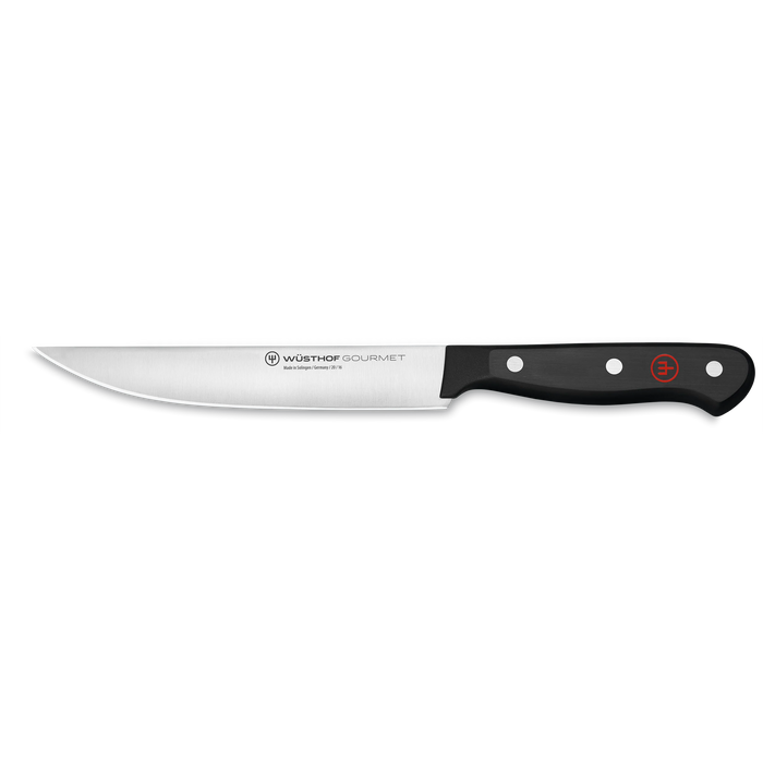 Gourmet 6" Stainless Steel Kitchen Utility Knife with Black Handle