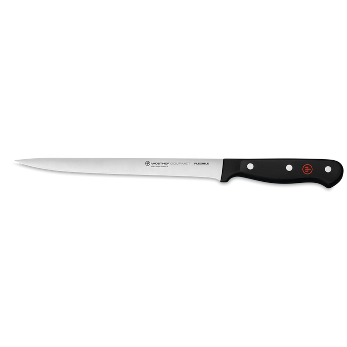 Gourmet 8" Stainless Steel Flexible Fish Fillet Knife with Black Handle