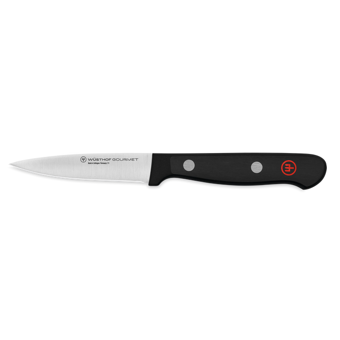 Gourmet 3" Stainless Steel Spear Point Paring Knife with Black Handle