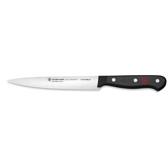 Gourmet 6" Stainless Steel Flexible Fillet Knife with Black Handle