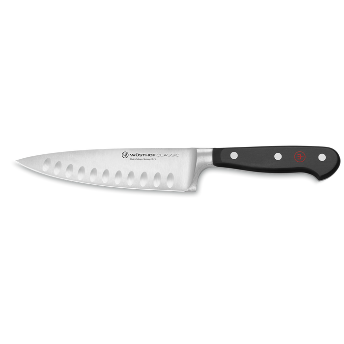 Classic 6" Stainless Steel Hollow Edge Chef's Knife, Black