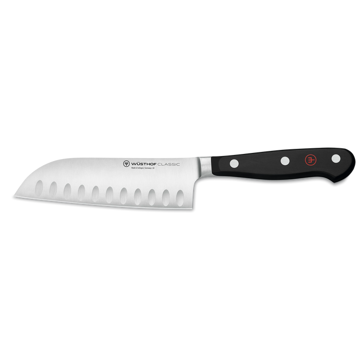 Classic 5" Stainless Steel Hollow Edge Santoku, Black