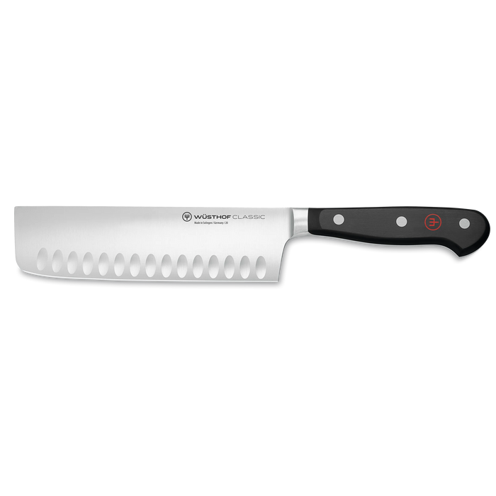 Classic 7" Stainless Steel Hollow Edge Nakiri Knife, Black