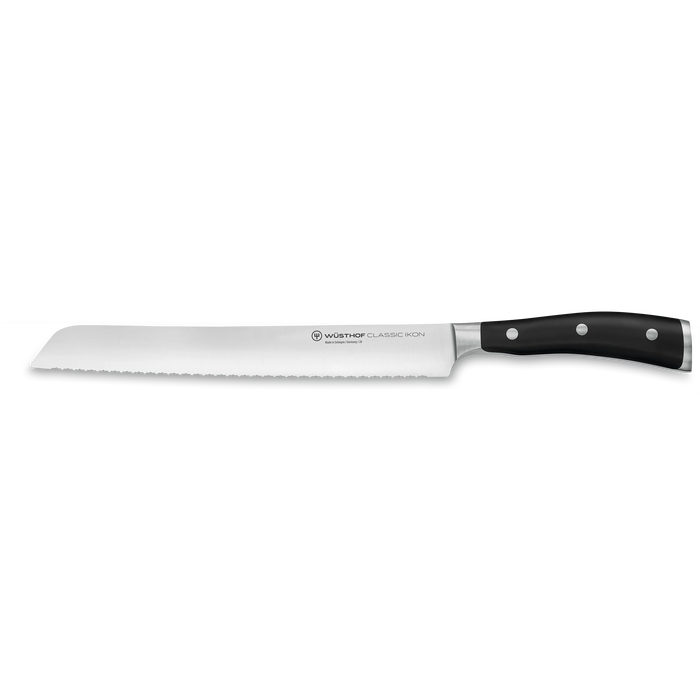 Classic Ikon 9" Double-Serrated Stainless Steel Bread Knife, Black