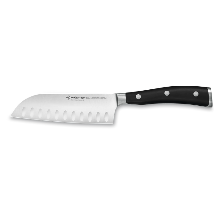 Classic Ikon 5" Stainless Steel Hollow Edge Santoku Knife, Black