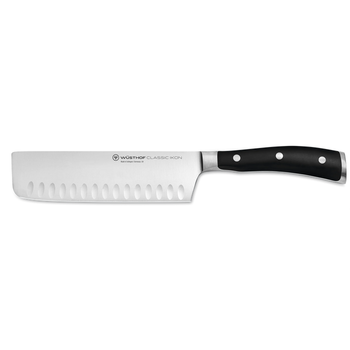 Classic Ikon 7" Stainless Steel Hollow Edge Nakiri Knife, Black