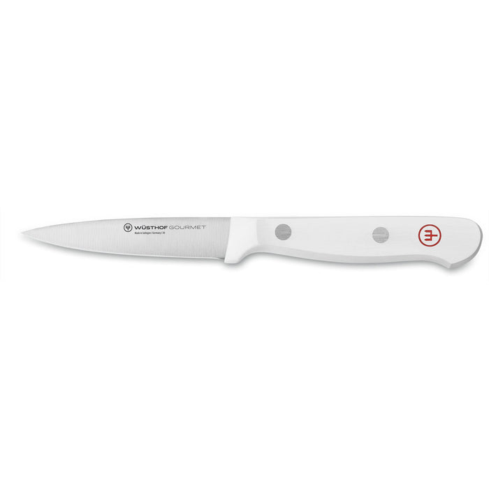 Gourmet White Two Piece Paring Knife & Shear Set with White Handles