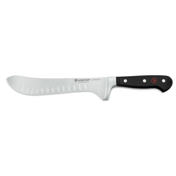 Wusthof Classic 8" Stainless Steel Hollow Edge Artisan Butcher Knife, Black