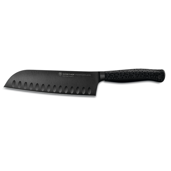 Performer 7" DLC-Coated Hollow Edge Santoku with Hexagon Power Grip