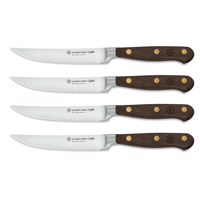 Crafter Four Piece Stainless Steel Steak Knife Set with Smoked Oak Handle