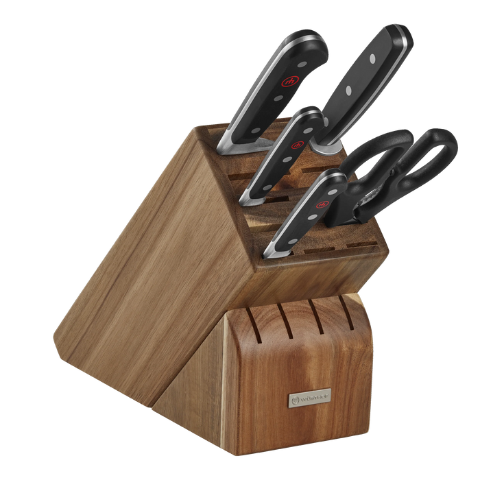 Classic 6-Piece Knife Starter Block Set, Acacia with Stainless Steel Knives