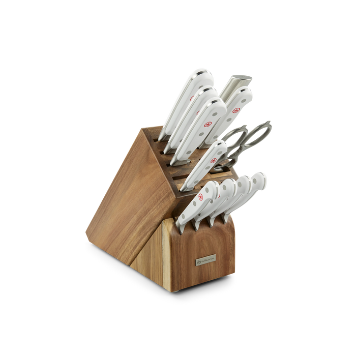 Classic White 12-Piece Knife Block Set with Stainless Steel Knives