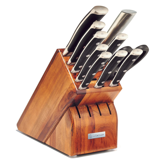 Classic Ikon 11-Piece Knife Block Set with Acacia Block, Black