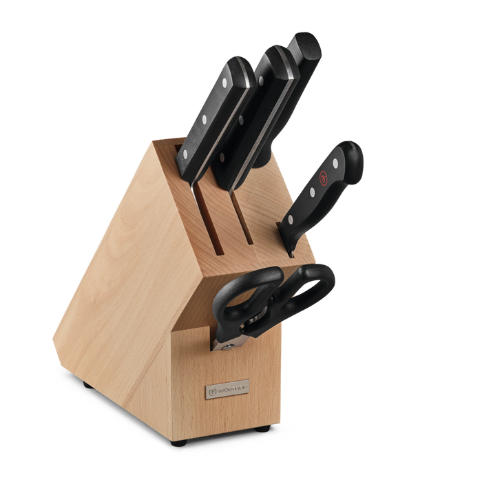 Gourmet 6-Piece Knife Block Set with Beech Block, Black