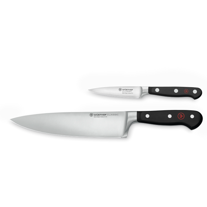 Classic Two Piece Starter Set | 8" Chef's Knife with 3.5" Paring Knife, Black