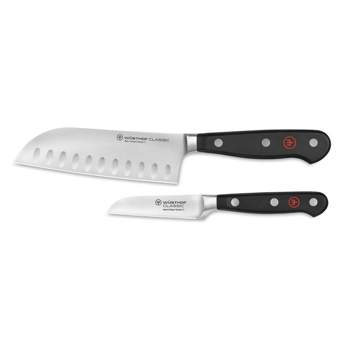 Classic Two Piece Mini Asian Set | 3" Flat Cut Paring Knife & 5" Santoku Knife