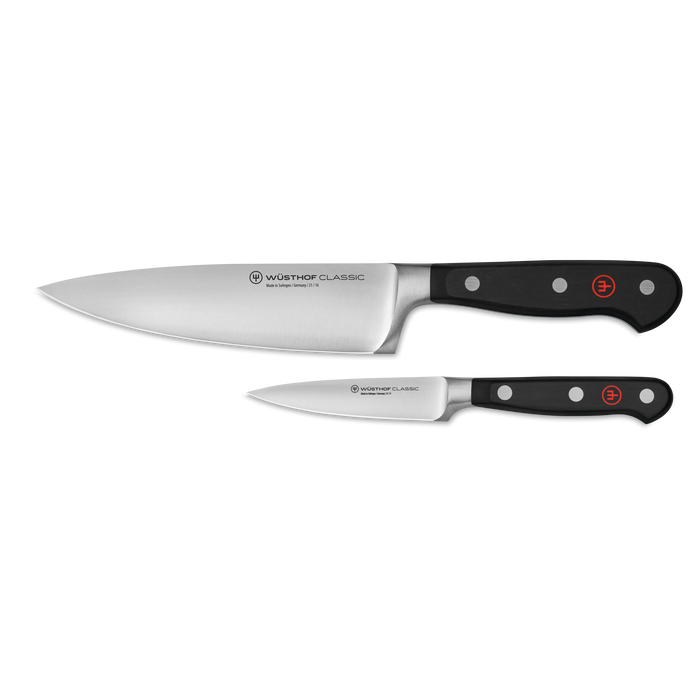 Classic Two Piece Prep Set | 3.5" Paring Knife and 6" Chef's Knife, Black