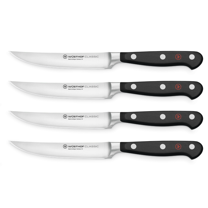 Classic Four Piece Stainless Steel Steak Knife Set, Black