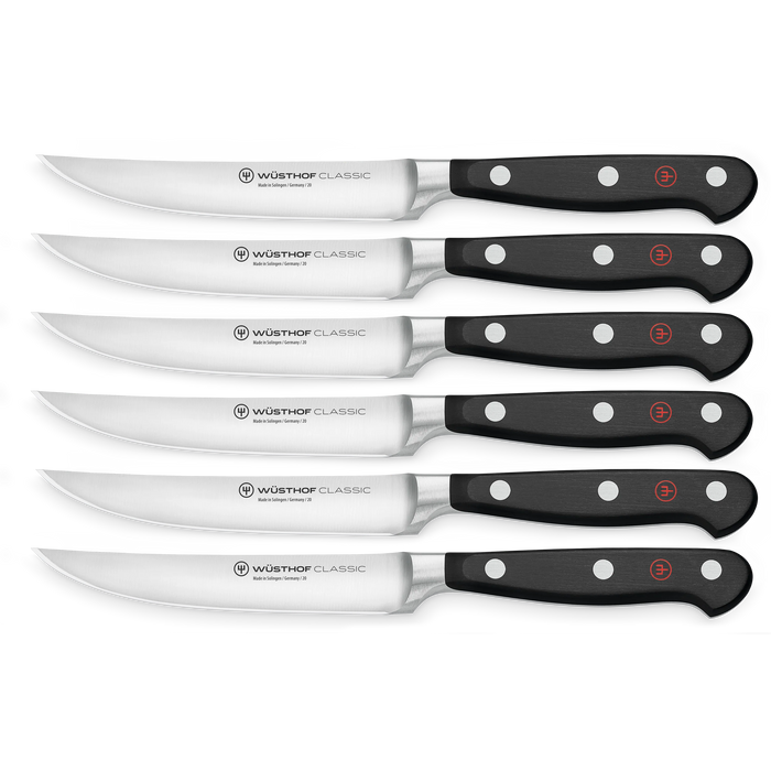 Classic Six Piece Stainless Steel Steak Knife Set, Black