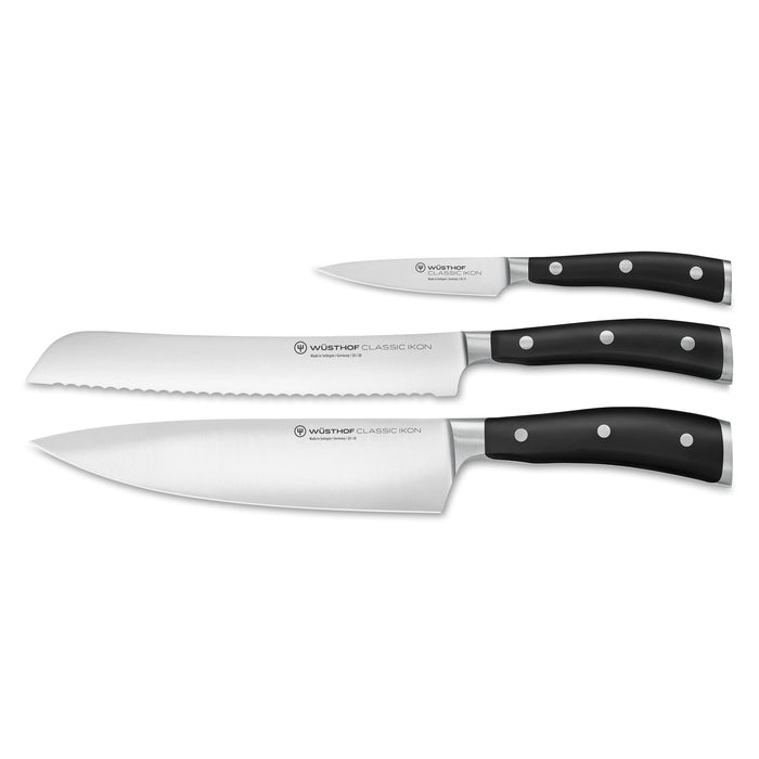 Classic Ikon Three Piece Starter Set | Paring, Bread, and Chef's Knife