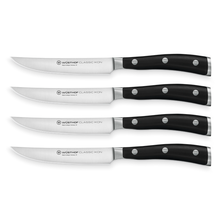 Classic Ikon Four Piece Stainless Steel Steak Knife Set, Black