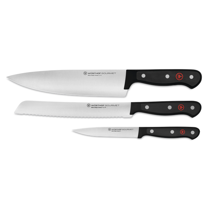 Gourmet Three Piece Starter Set | Utility Knife, Bread Knife, and Chef's Knife