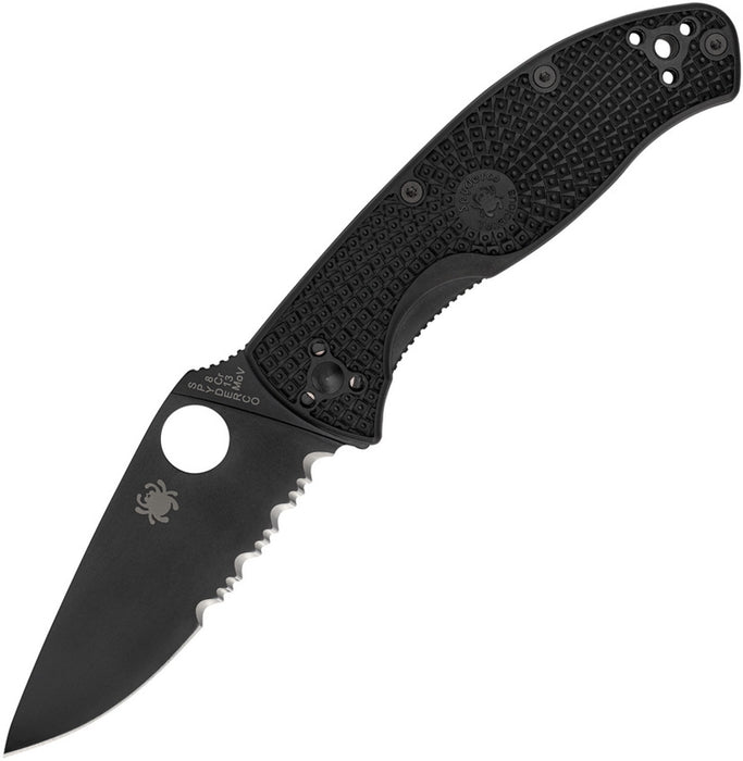 Spyderco Lightweight Tenacious Pocket Knife with 3.39" Black Oxide CombinationEdge