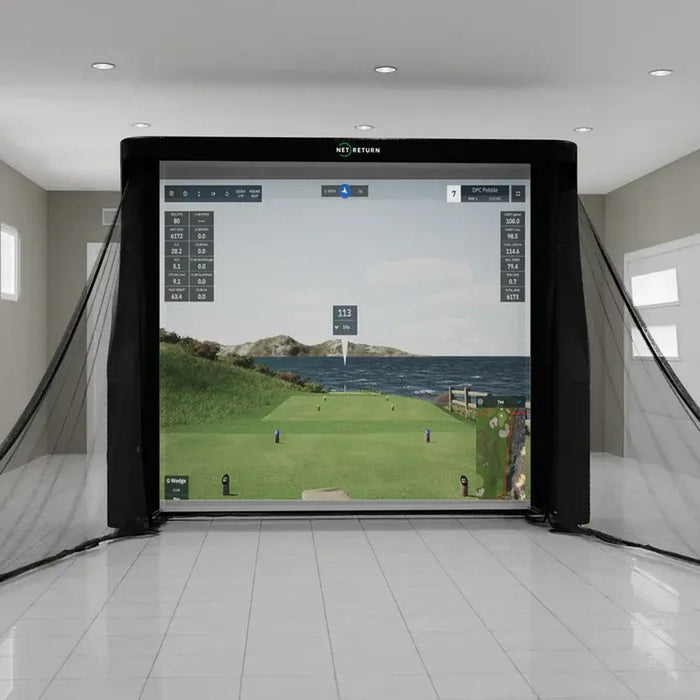 The Net Return Simulator Bay 10 Premium Indoor Golf Experience with High Impact Netting