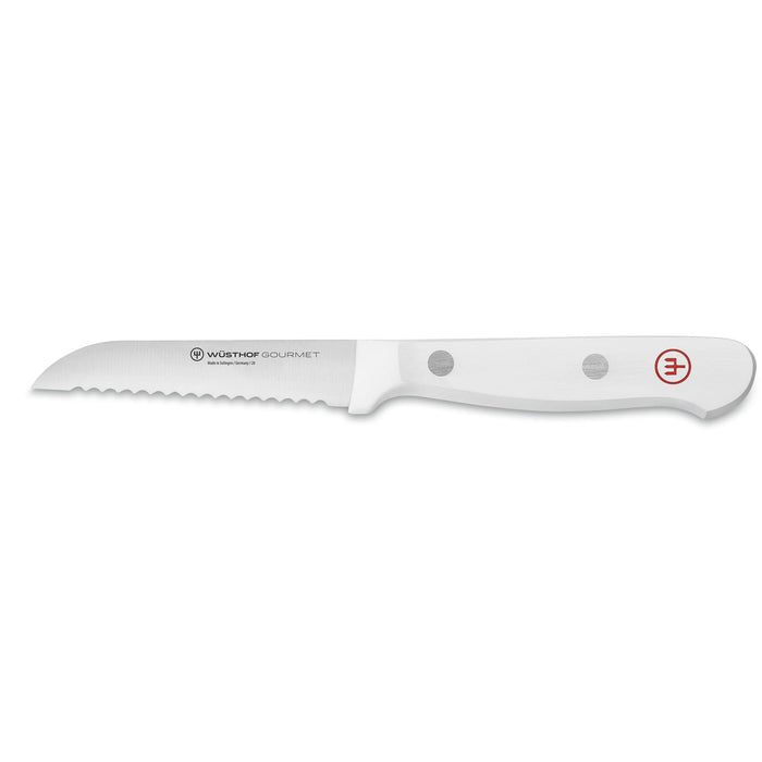 Gourmet White 3" Stainless Steel Serrated Paring Knife with White Handle