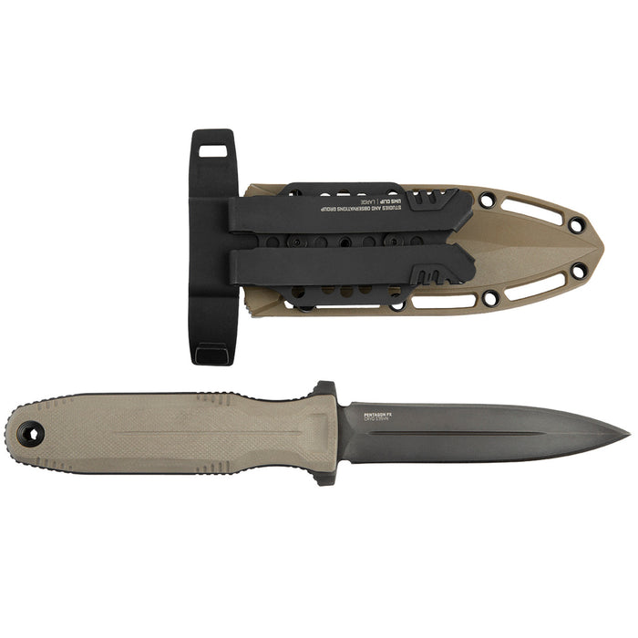 Pentagon FX - FDE Folding Pocket Knife with Double Edge Cyro S35VN Blade