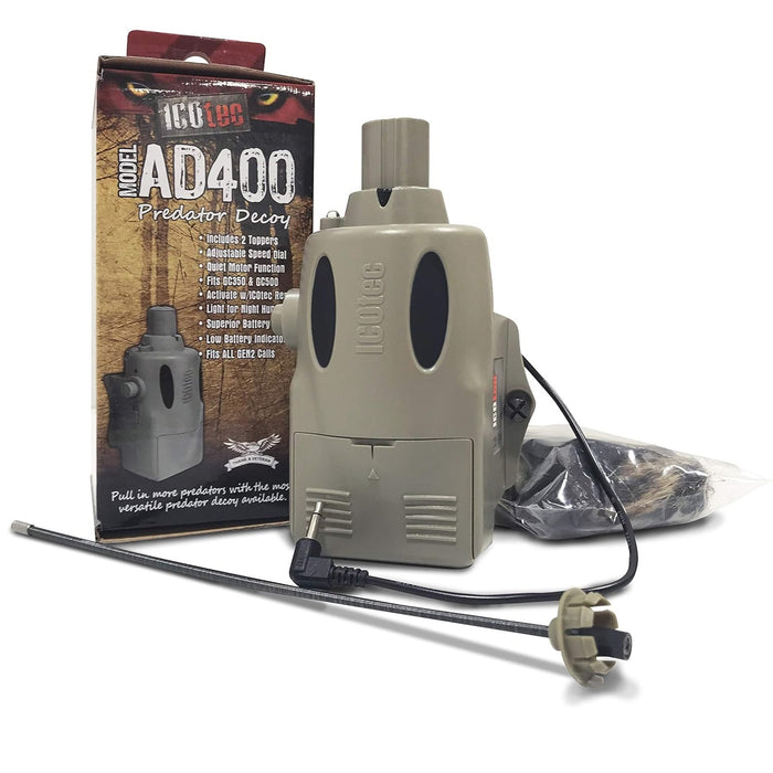 AD400 Attachable Predator Decoy with 2 Quick Change Toppers and LED Lights