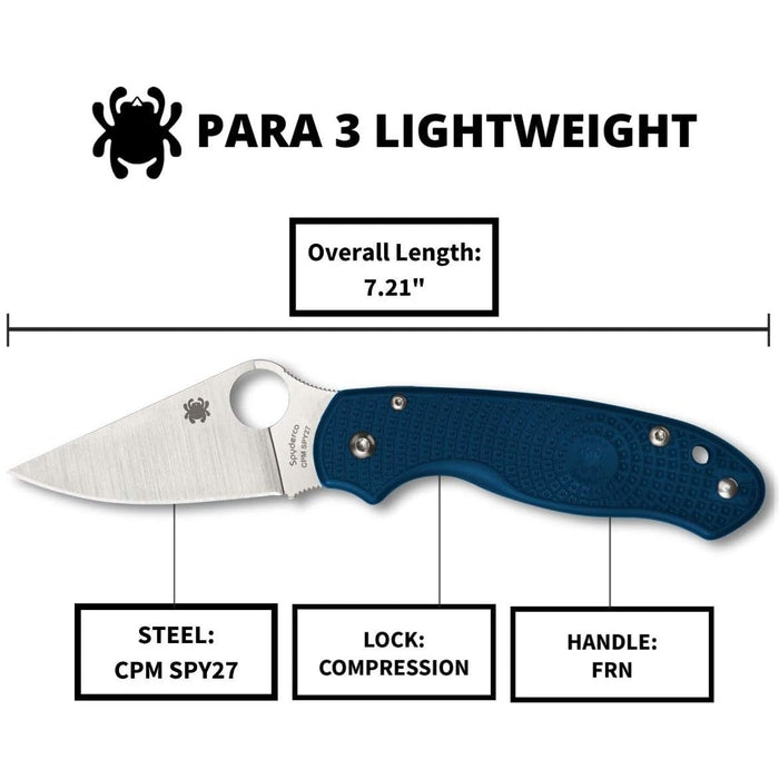 Spyderco Para 3 Lightweight Pocket Knife with 2.58" CPM Stainless Steel Blade