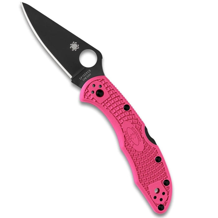 Spyderco Delica 4 Lightweight Pocket Knife with CPM S30V Black Steel Blade, Pink