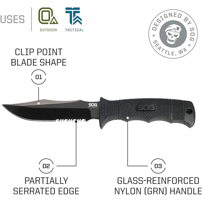 Seal Pup Elite Tactical Folding Pocket Knife with 4.75" Fixed Blade and Sheath