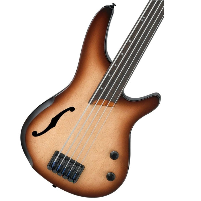 SRH505F 5-String Semi-Hollow Bass Guitar, Right, Natural Browned Burst Flat