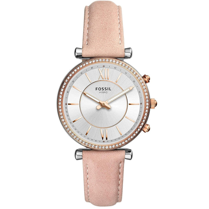 Fossil Women's 36mm Carlie Rose and Silver Stainless Steel Hybrid Smart Watch