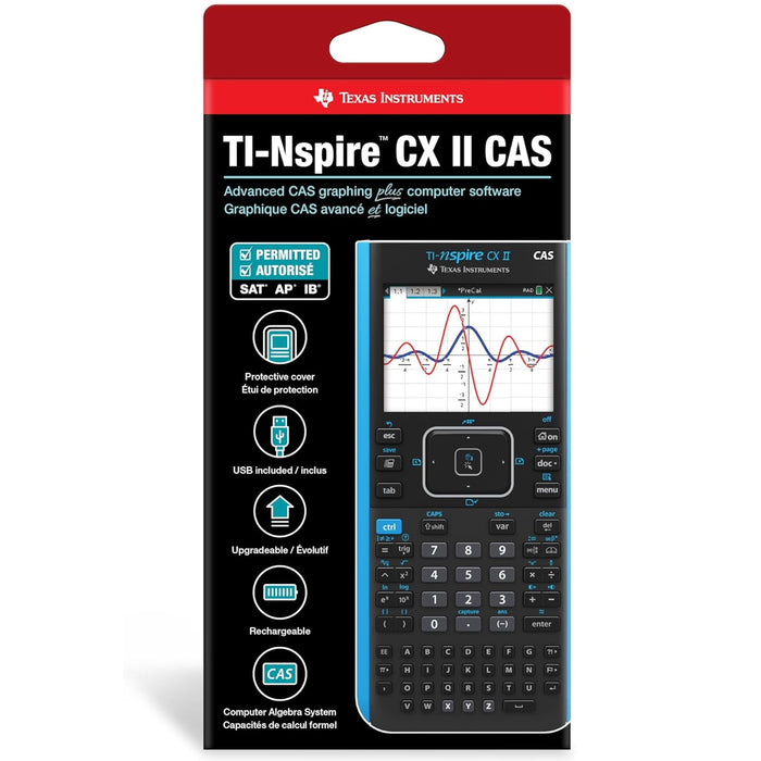 TI-Nspire CX II CAS Color Graphing Calculator with Computer Algebra System, Blue