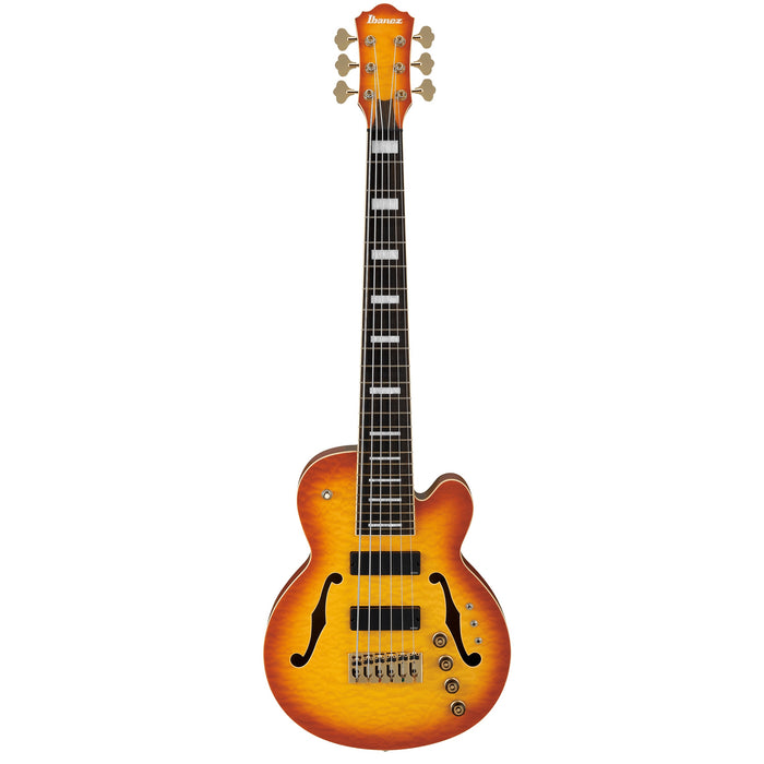 TCB1006 6-String Hollowbody Bass Guitar, Right-Handed, Autumn Leaf Burst Matte