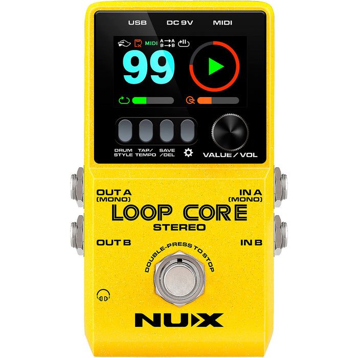 Loop Core Stereo Looper with MIDI and Drum Pattern Guitar Effect Pedal