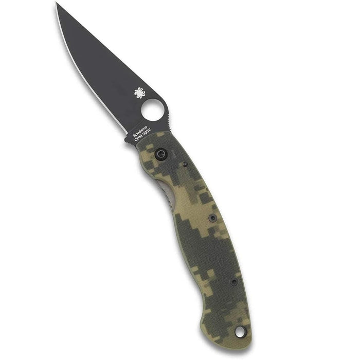Spyderco Military Model Camo Pocket Knife with Black CPM S30V Blade and G-10 Handle