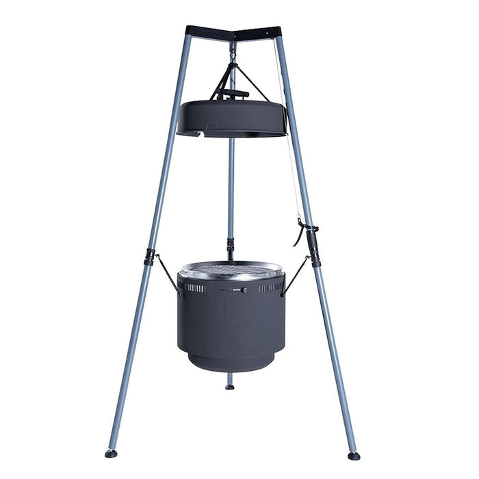 BBQ Gril and Fire Pit Combo | Adjustable Hanging Grill and Smoker Tripod System